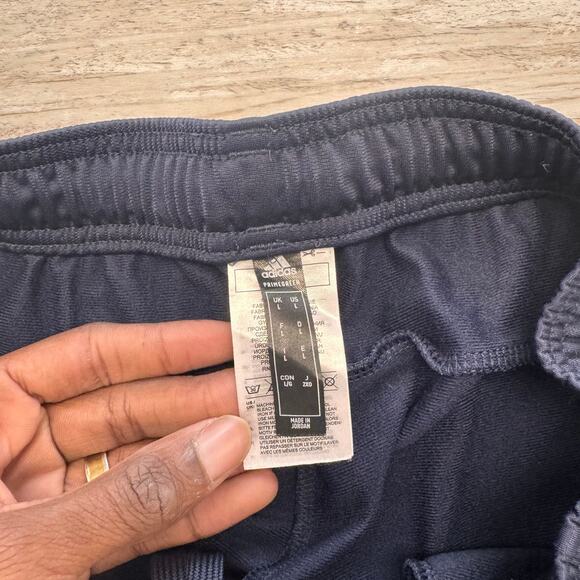 Adidas Primegreen Blue Black 3 Stripes Mens L Tapered Jogger Track Pants‎ Sporty - Picture 3 of 10